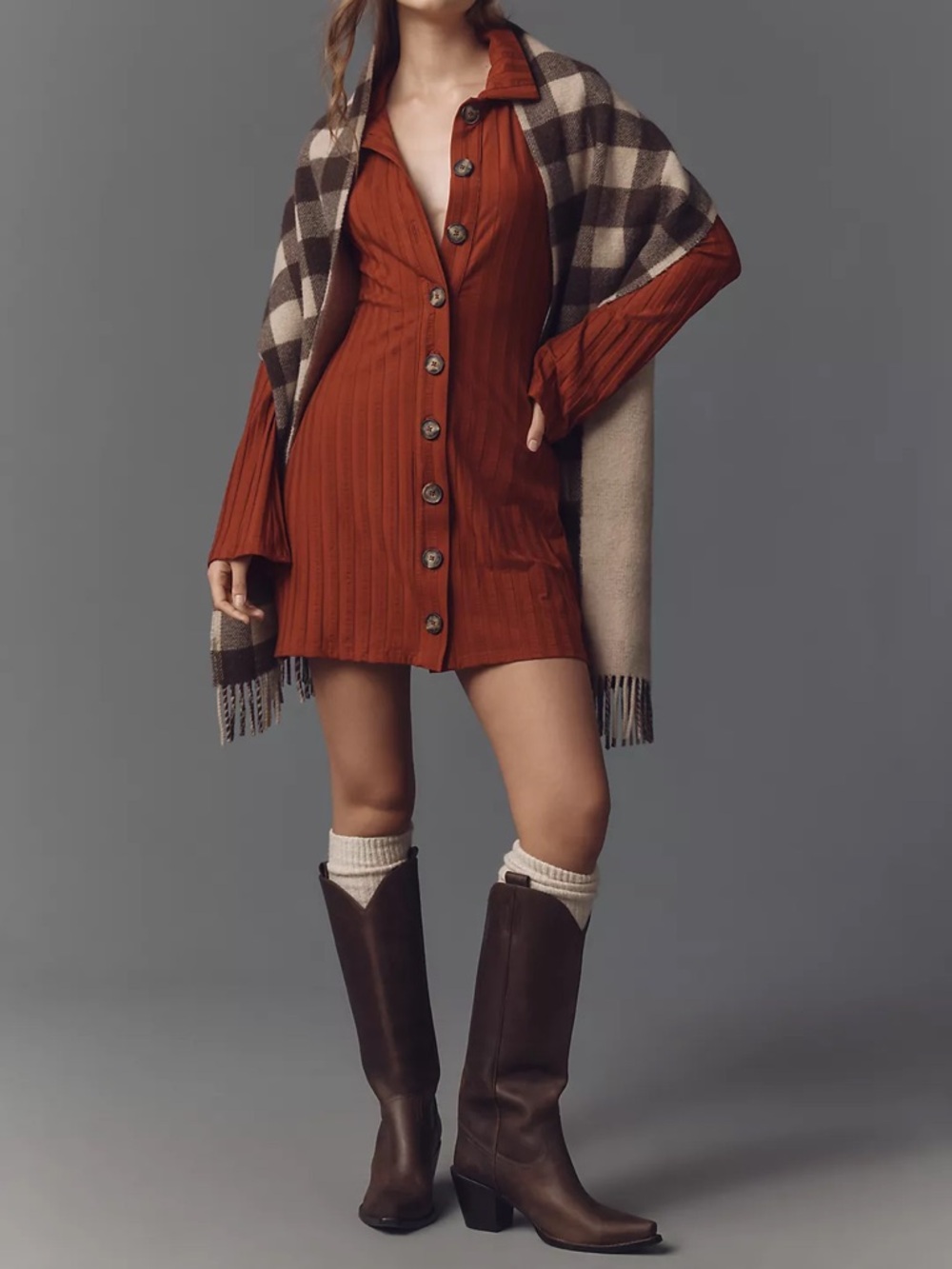 Reformation Benton Ribbed Button-Front Sweater Mini Dress - Picture 3 of 4